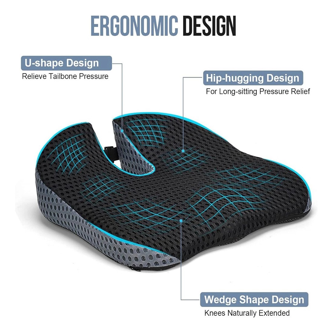 Universal Memory Foam Car Seat Cushion Driving Wedge Pad Booster Driver Pillow — image 2