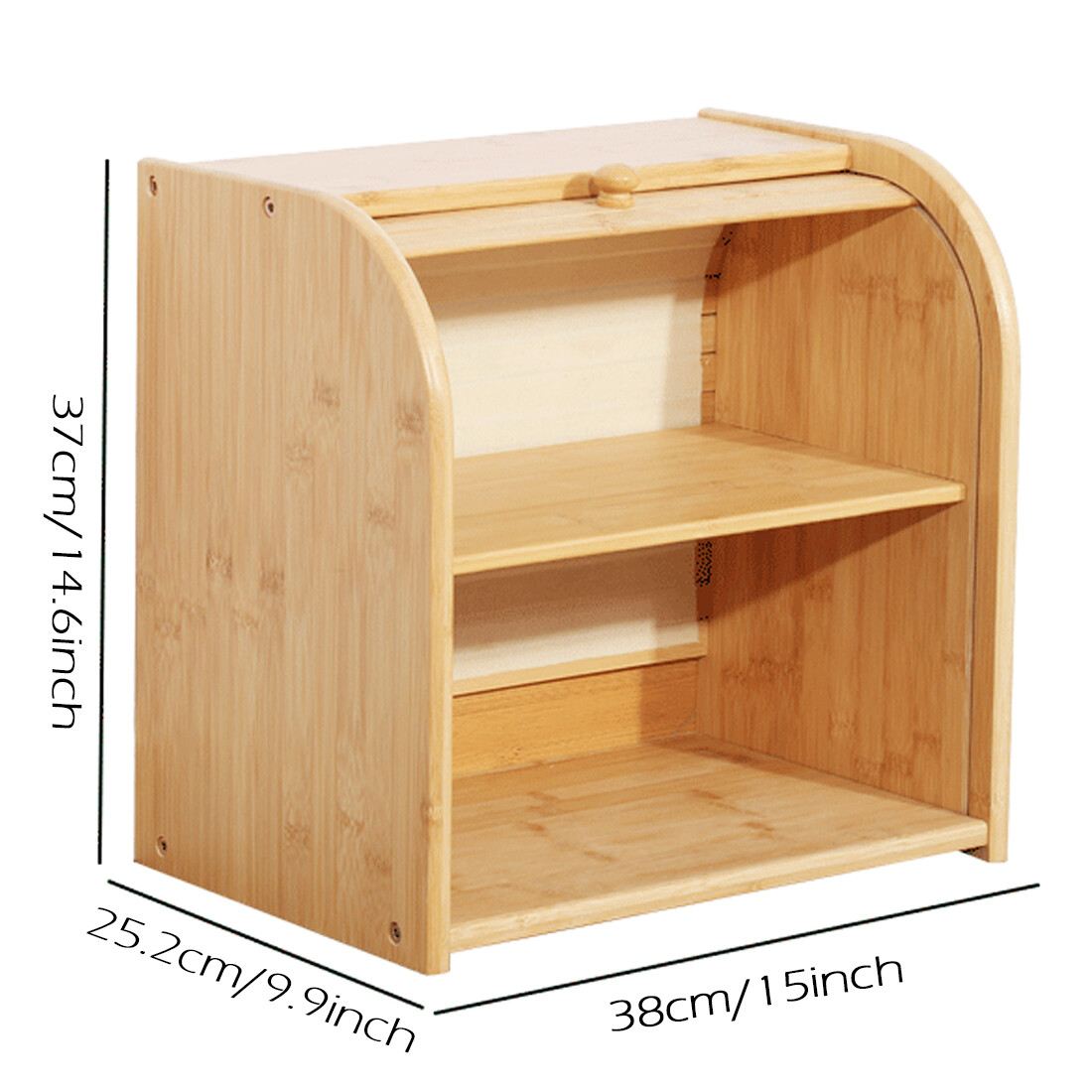 Bread Bin 2 Tiers Double Layer Box Slide Roll Top Food Storage Rack Home Kitchen — image 12