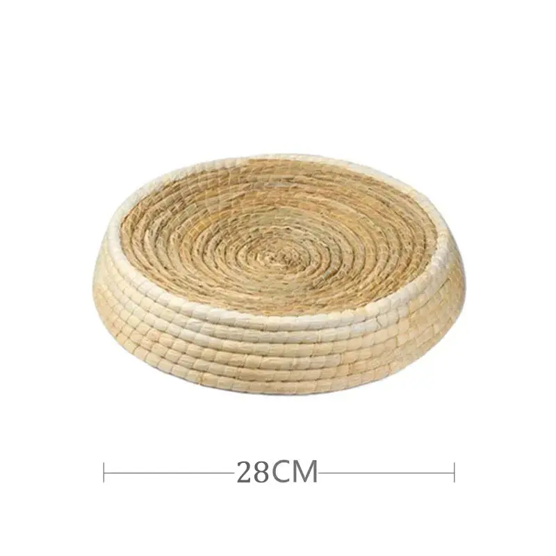 Straw Woven Cat Bed Bird Nest Cat Scratching Board Bowl-Shaped Pet Nest Cat Toy Supplies Hand-Woven Puppy Kennel Cat Straw Bed