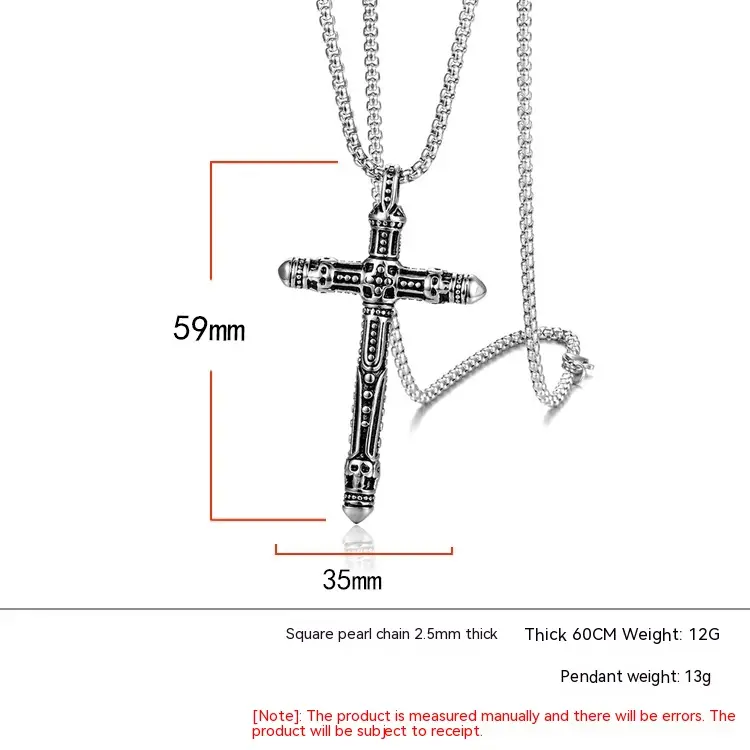 Titanium Steel Cross Men's Stainless Steel Vintage Pendant Necklace