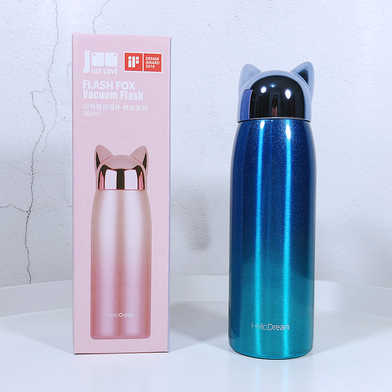 Creative Cartoon Fox Portable Thermos Mug For Male And Female Students