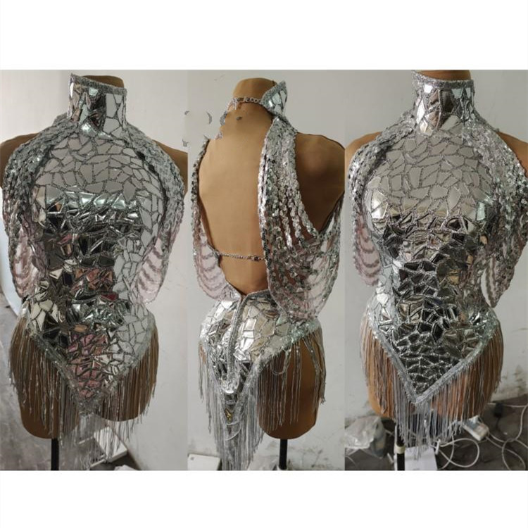 Rhinestones Women Singer Stage Dress