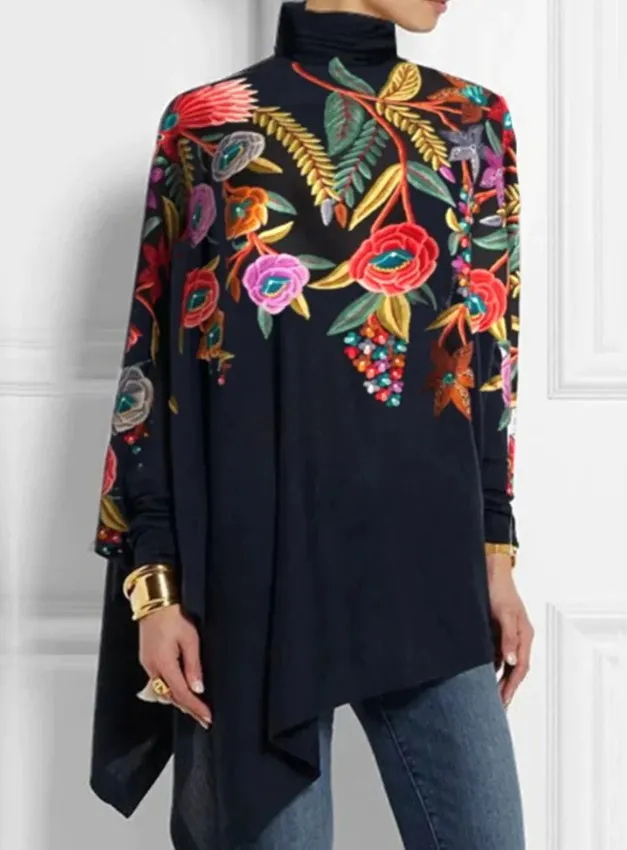 Christmas Abstract Print Loose High Collar Coat A3L1N2213122 - Shop at LoveMi