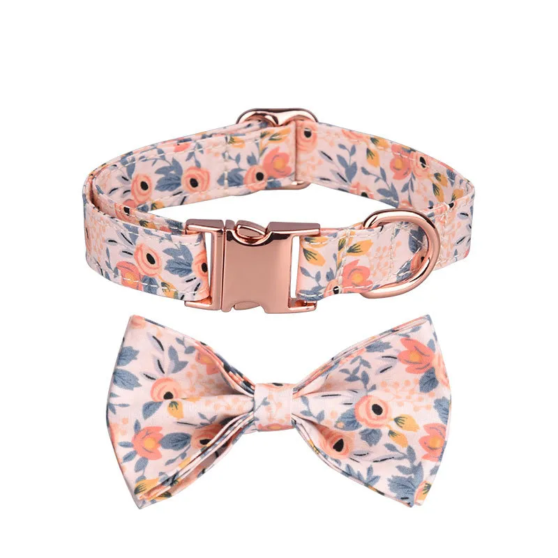 Custom Pet Collar And Leash Set - Pink Broken Flower