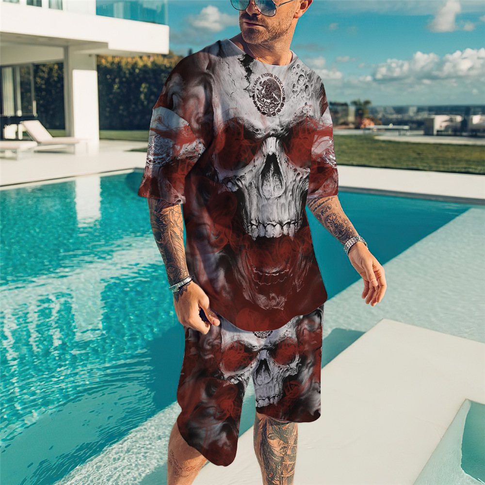 Hawaiian Vacation Men's Ribbon Gradient Short Sleeve Suit