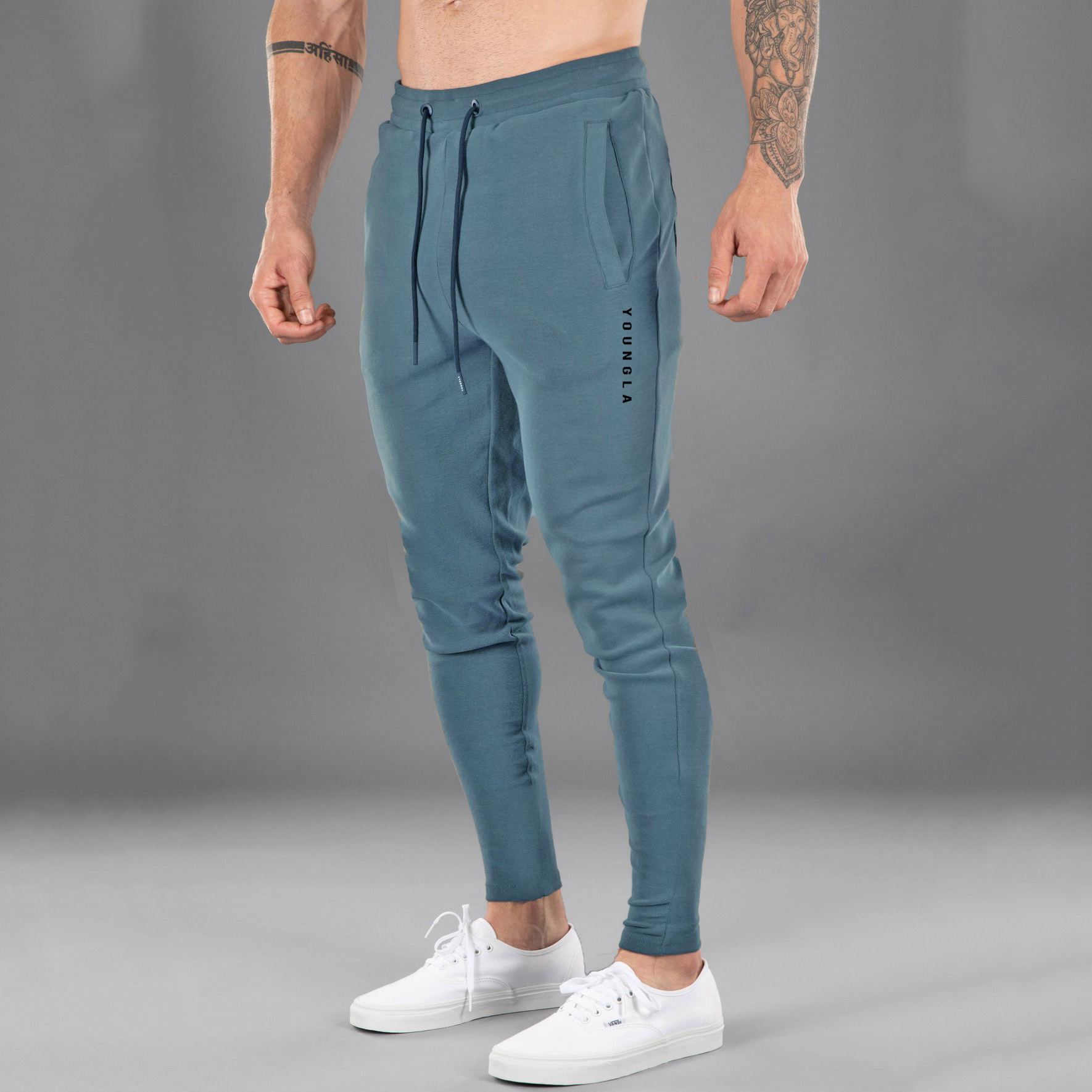 Title 4, Running workout cotton slim fit stretch trouser...