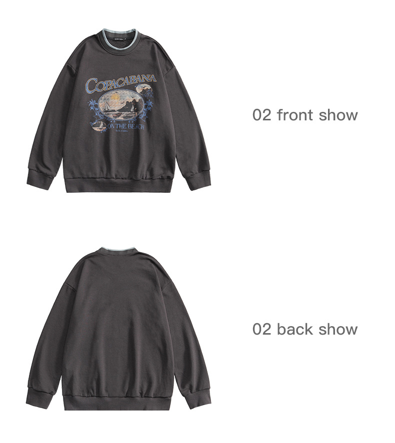 Japanese Retro Niche Design Round Neck Sweater Couple Wear