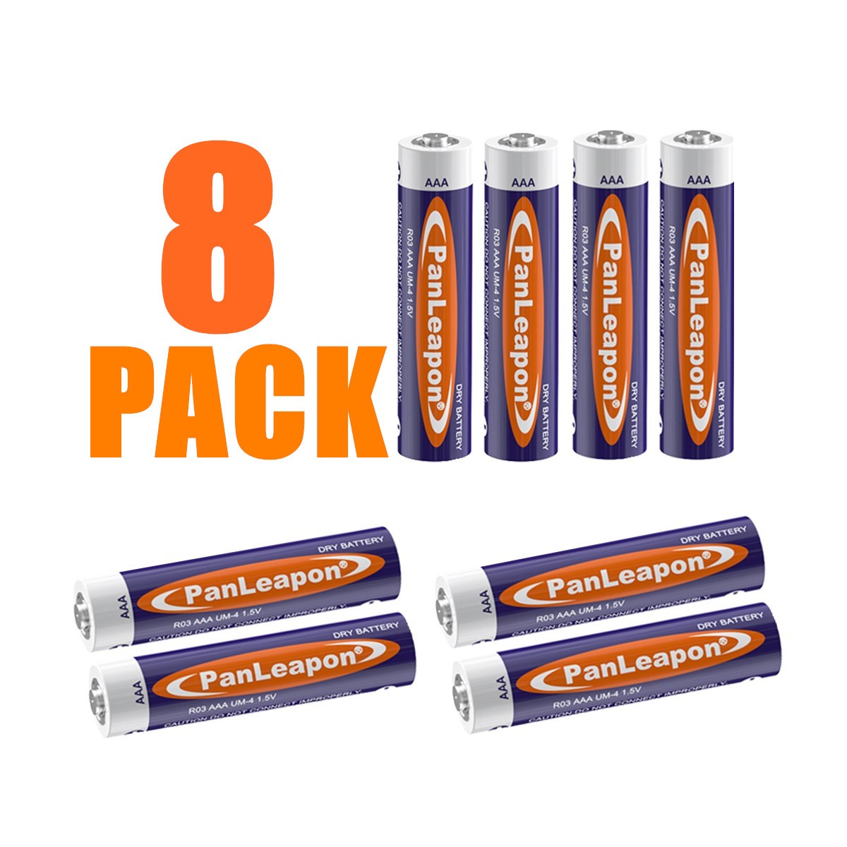 8Pcs 1.5V AAA Batteries R03p Cell Zinc-Carbon For TV Remote Household Batteries