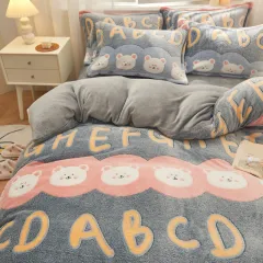 One-piece Cartoon Double-sided Milk Velvet Thick Quilt Cover - Alphabet Cute Pet - View 1