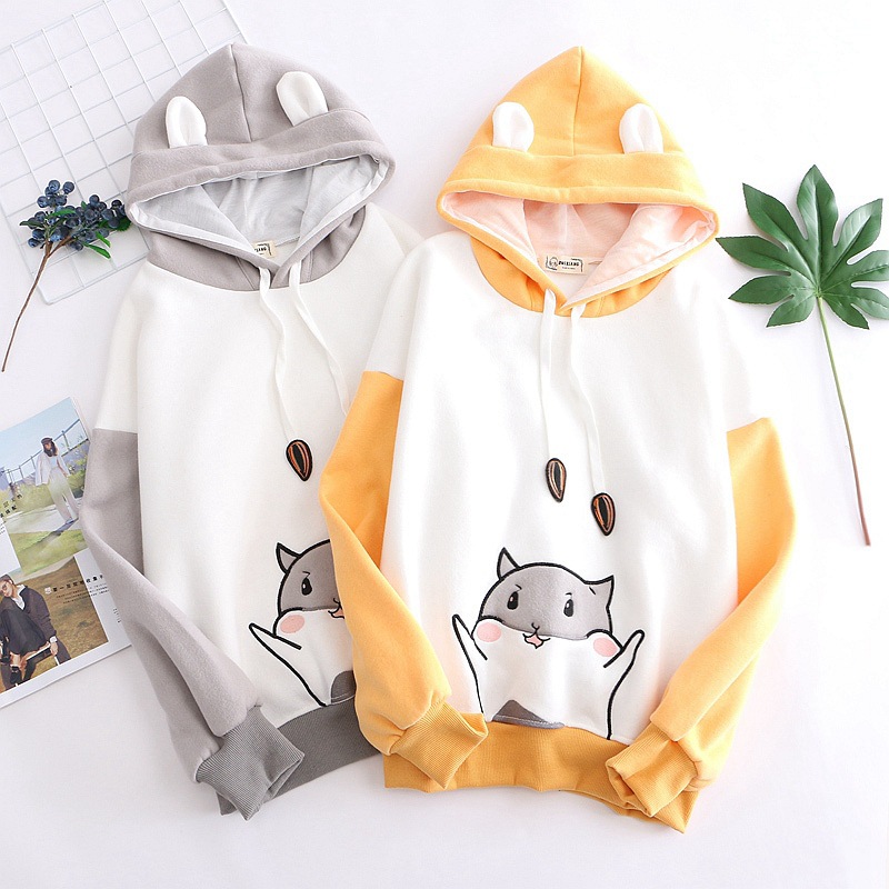 Title 3, Winter cute cat hooded long sleeve plus fleece ...