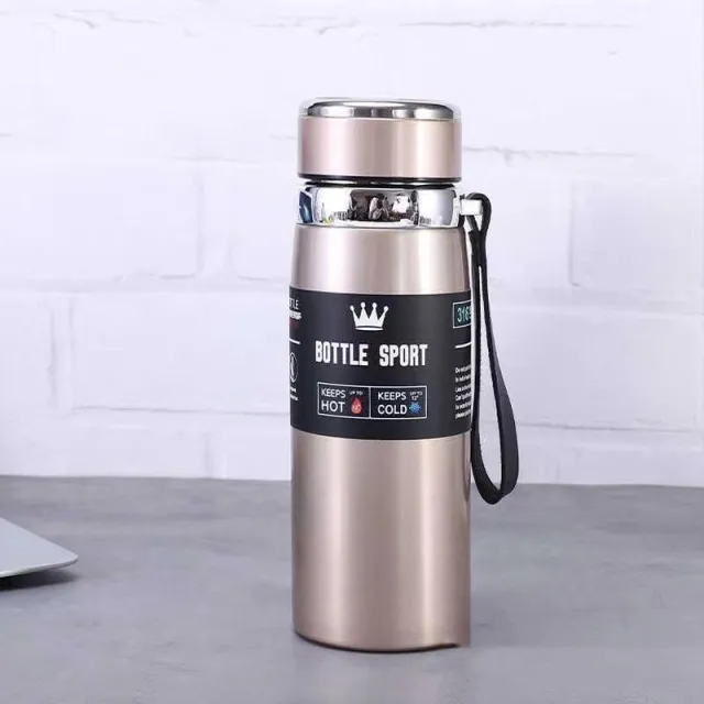 Outdoor Portable Stainless Steel Large capacity Vacuum Flask With Rope Khaki - Shop at LoveMi