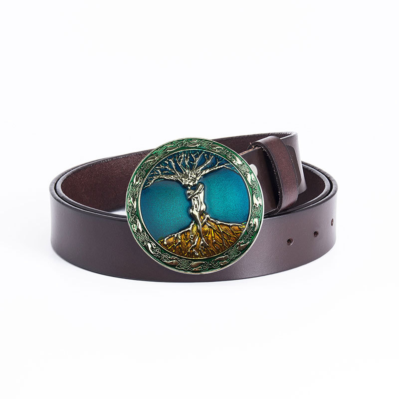 Round buckle belt fashionable casual men's cowhide