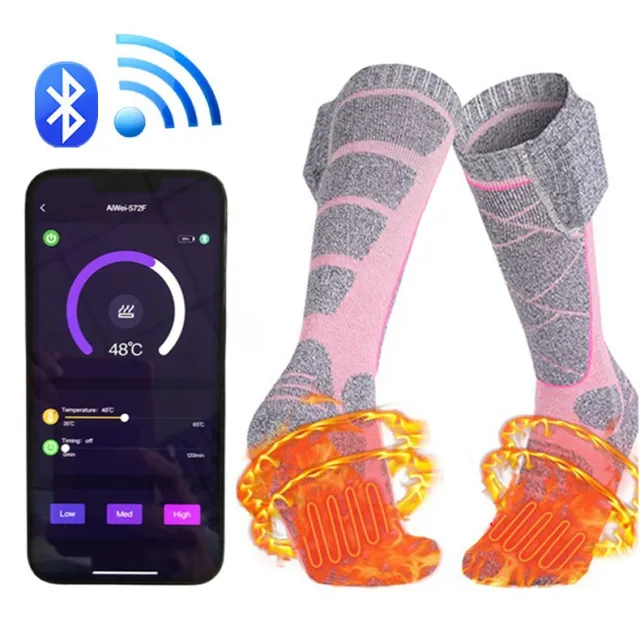 Mobile APP Smart Temperature Control Heating Socks Pink - Shop at LoveMi