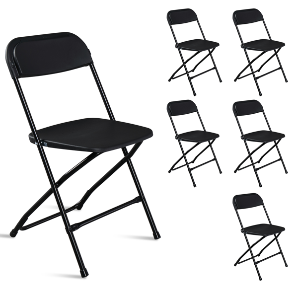 6pcs Injection Molding Classic Garden Plastic Folding Chair Black 6