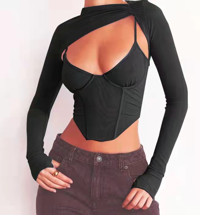 Title 2, Slim Fit Small Tank Top Round Neck Long Sleeve ...