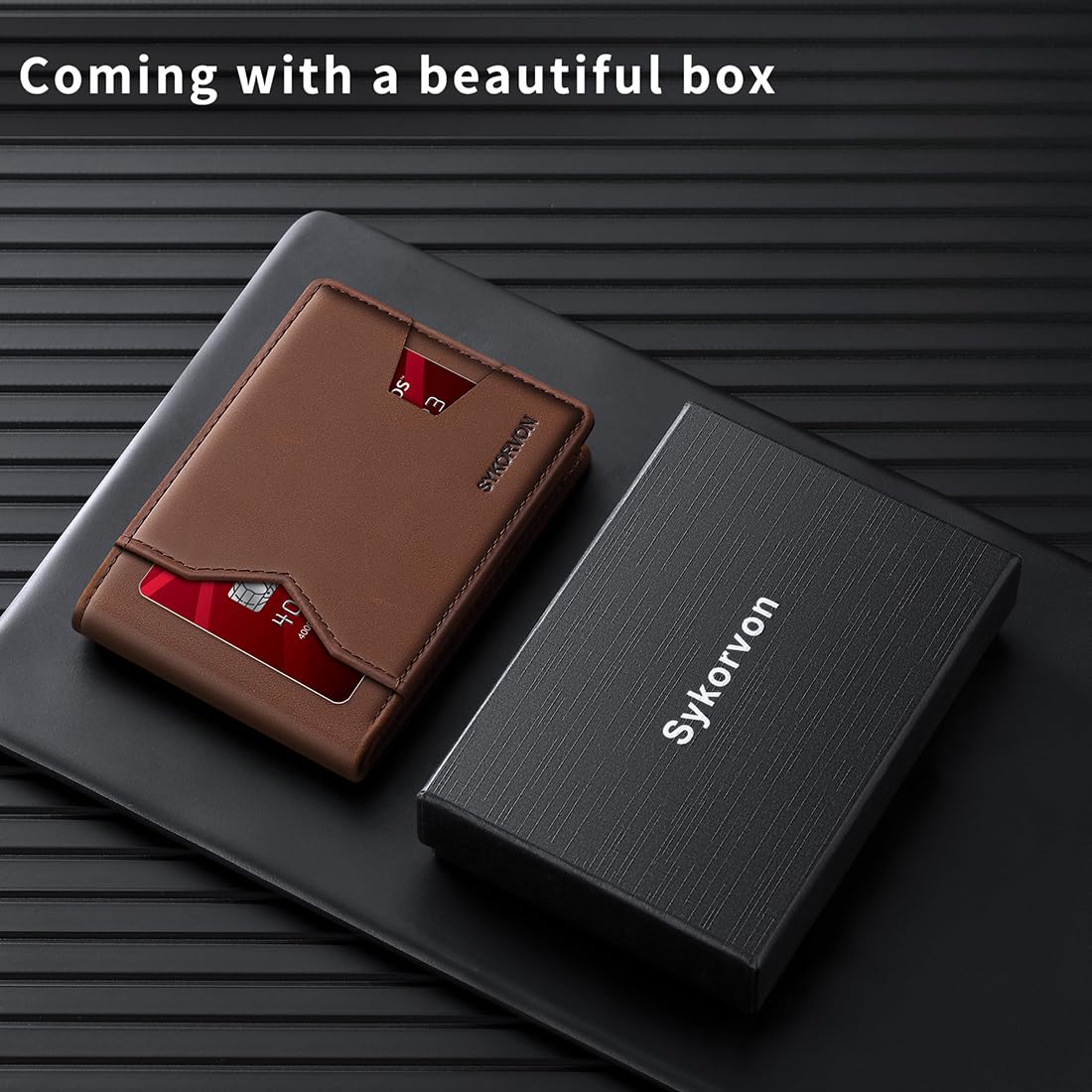 Real Leather Wallet For Men,Slim Bifold Wallet Minimalist Front Pocket Design, RFID Mens Wallet With Money Pocket,ID Window, Hold Up To 11 Cards, Brown, Minimalist - Bags & Accessories