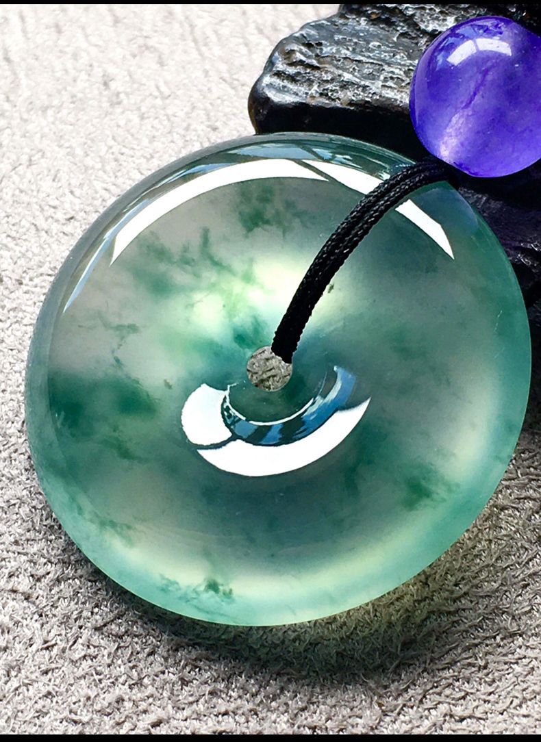 Title 6, Ice Seed Floating Flower Jade Pendant Necklace