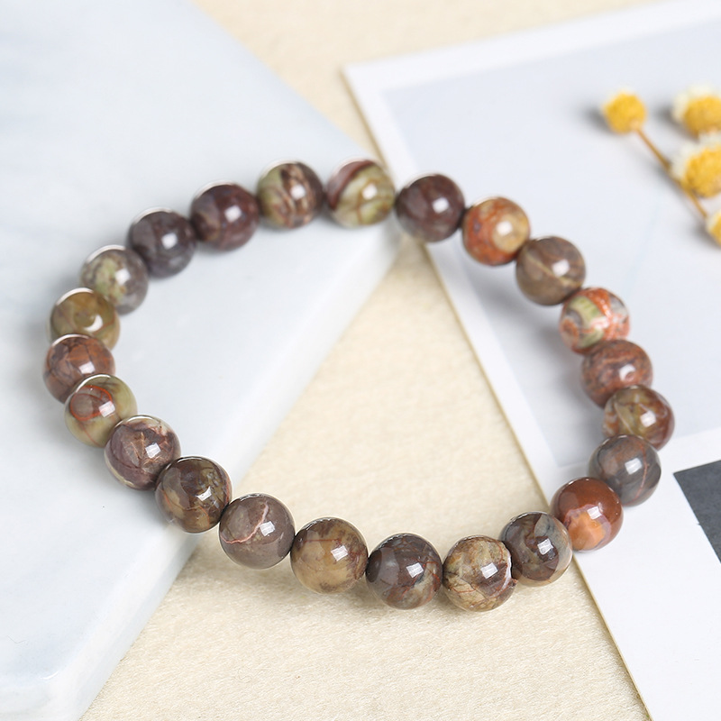 Men's And Women's Simple Single Circle Jade Flower Agate Bracelet