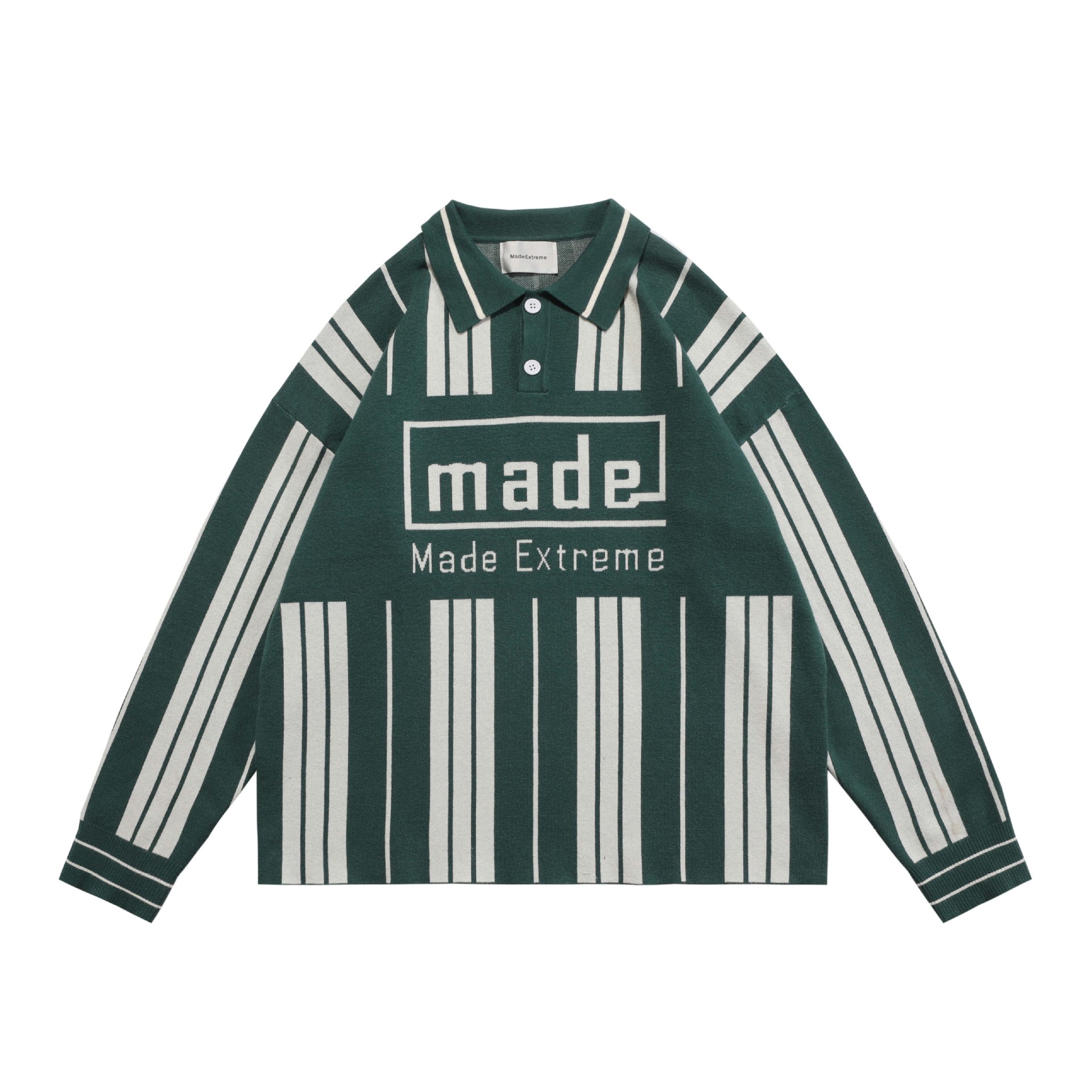 National Tide Knitwear Street Culture Striped Cuban Collar