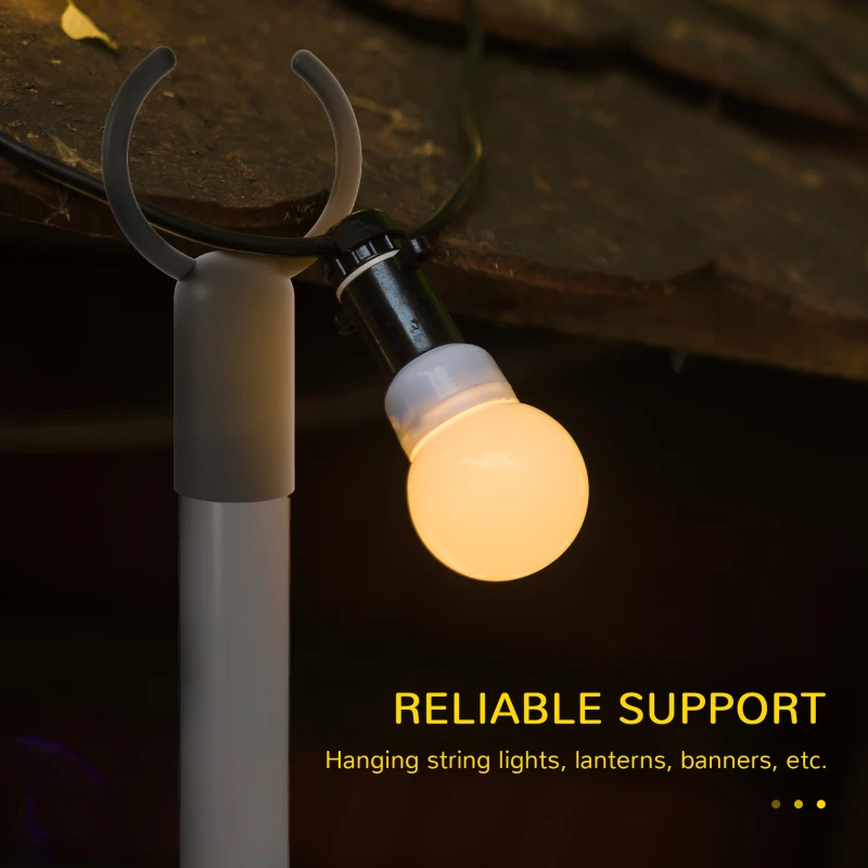 2 Pack Of 10' String Light Poles, Steel Hanging Lighting Stand For Patio, Backyard, Deck, Wedding, Party, Black