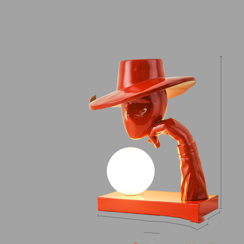 Hat table lamp red warm light