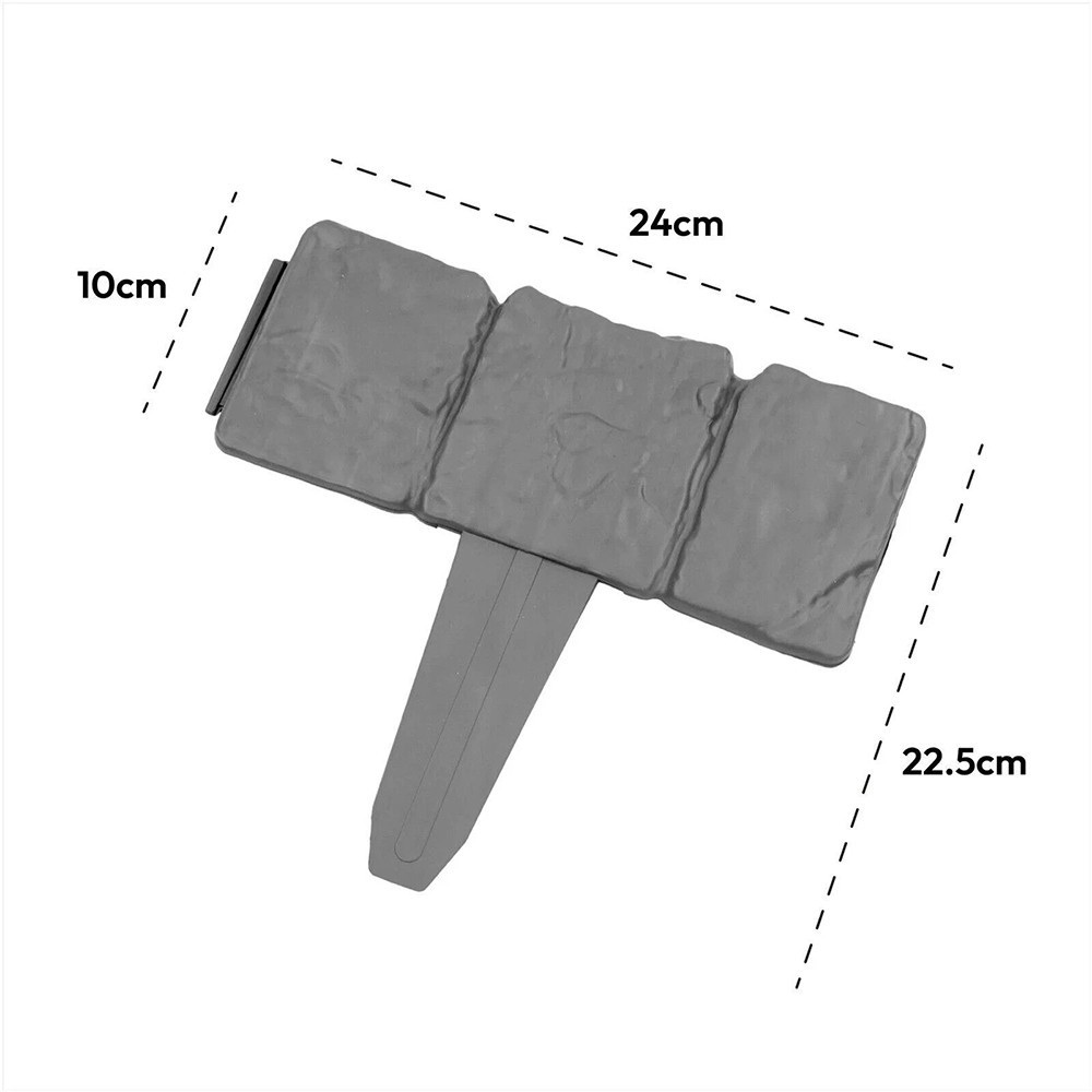 50 Pack Lawn Edging Cobbled Stone Effect Plastic Garden Hammer In Grey — image 6