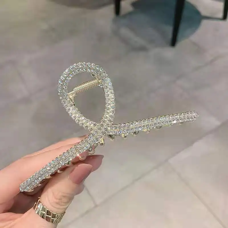 Metal Cross Pearl Rhinestone Hair Clip - Rhinestone