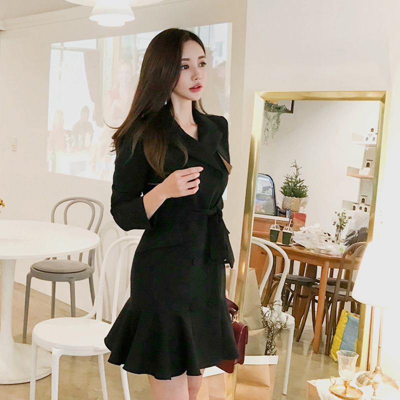 Double-Breasted Ruffle Dress