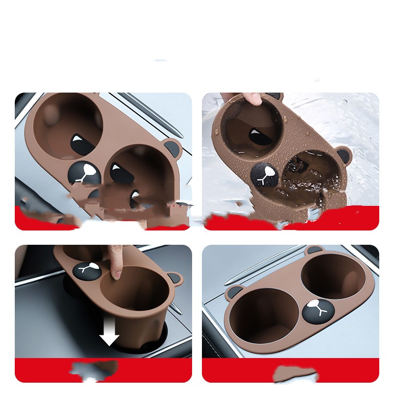Central Control Water Cup Holder Limiter Anti Shaking Silicone Cartoon