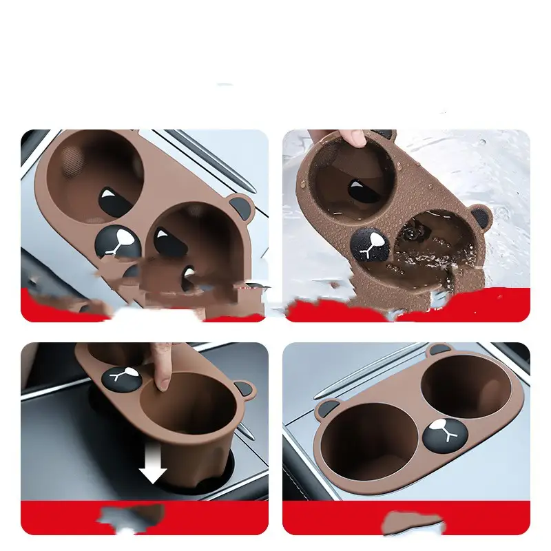 Central Control Water Cup Holder Limiter Anti Shaking Silicone Cartoon
