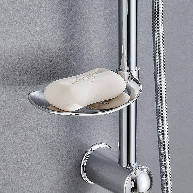 Bathroom Shower Kit Twin Head Square Fixed Riser Rail Bath Mixer Tap Set — image 3