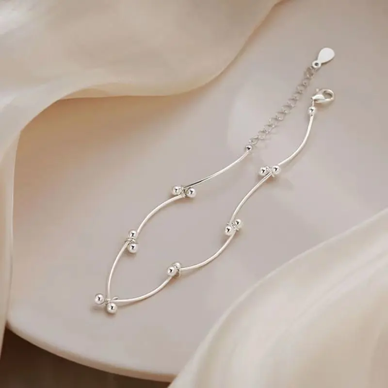 999 Sterling Silver Wavy Tube Bead Adjustable