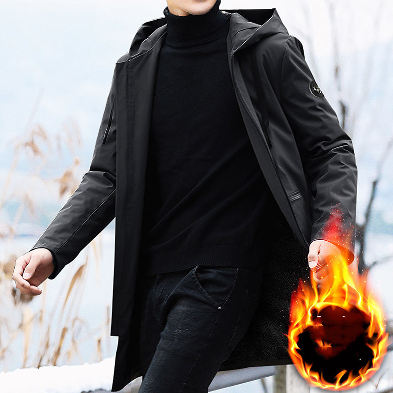 Fleece Jacket Men's Loose Windbreaker Mid-length Coat