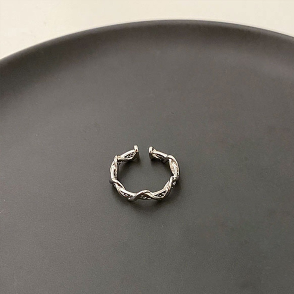 Light Luxury 925 Sterling Silver Plain Band Zircon Ring, Ladies Niche Heavy Craft Stackable Ring, Tarnish Resistant Wholesale 4
