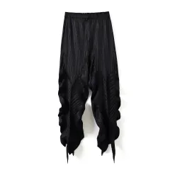 Folded Kelp-shaped Stretch Loose Casual Pants Spring, Summer And Autum Personalized Women's Pants - Black - View 1