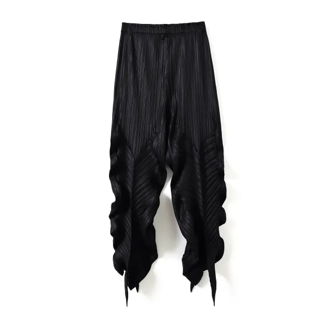 Folded Kelp shaped Stretch Loose Casual Pants Spring, Summer And Autum Personalized Women's Pants Black - Shop at LoveMi