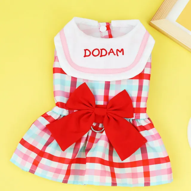 Pet Cute Clothes Casual Fashion Style All matching Bow Traction Skirt Red - Shop at LoveMi