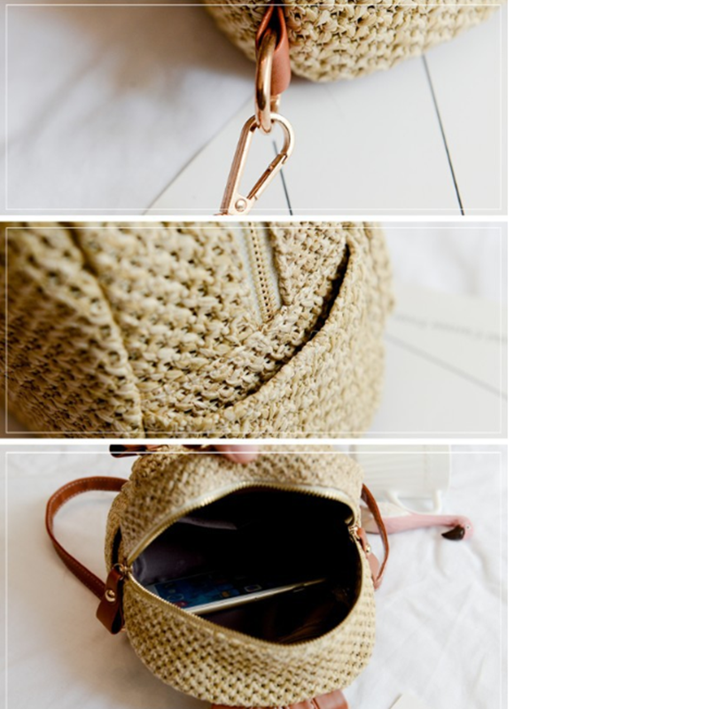 Title 1, Straw Woven Backpack Small Hollow Solid Color