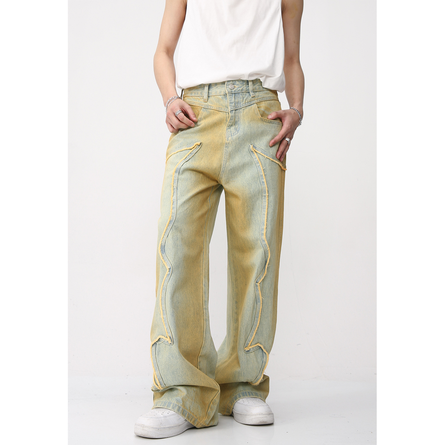 New High Street Retro Loose Distressed Popular Loose Jeans