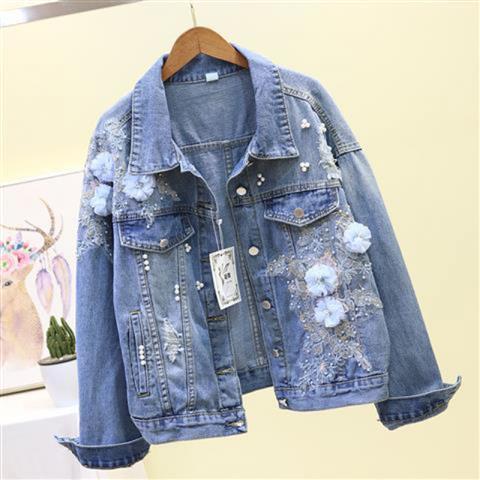 Embroidered Three-dimensional Denim Short Coat — image 1