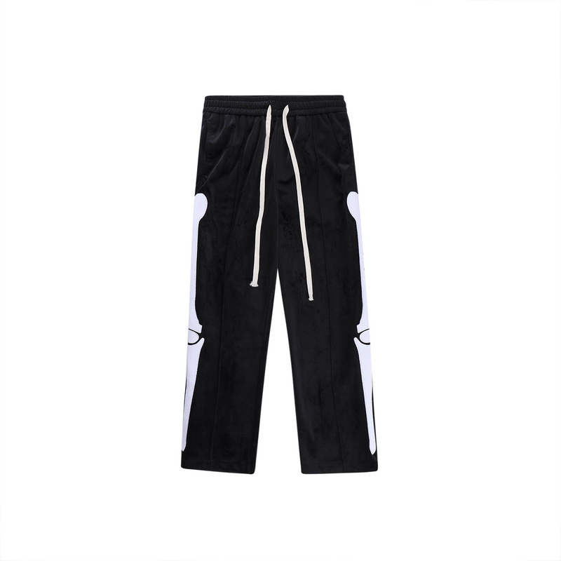 Men's Side Boning Embroidered Drawstring Casual Pants