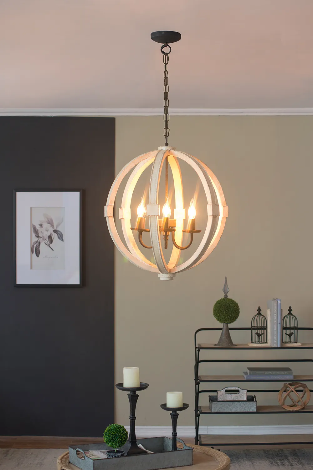 6 - Light Wood Chandelier