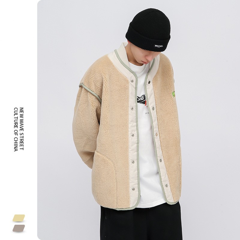 Plush Hoodie Men's Cardigan Thickened Long-sleeved Couple Loose Coat