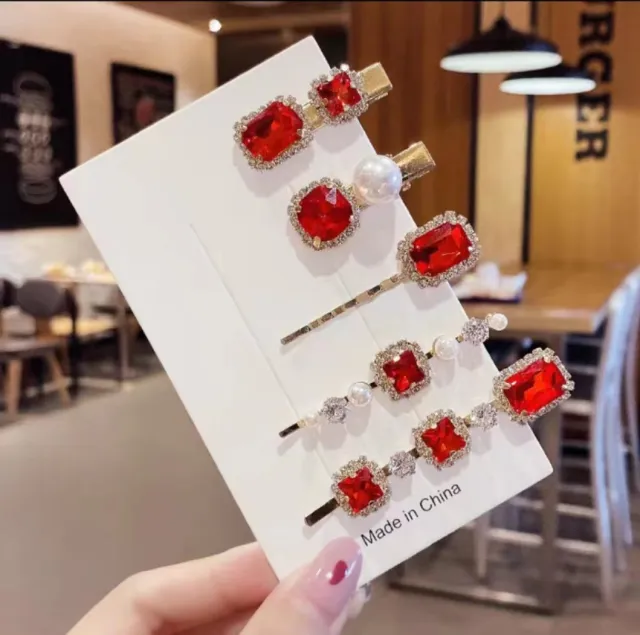 Vintage Super Emerald Rhinestone Hair Clip Red - Shop at LoveMi