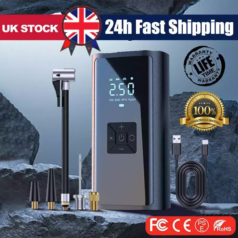 Car Tyre Inflator Cordless Digital USB Rechargeable Tire Air Compressor New