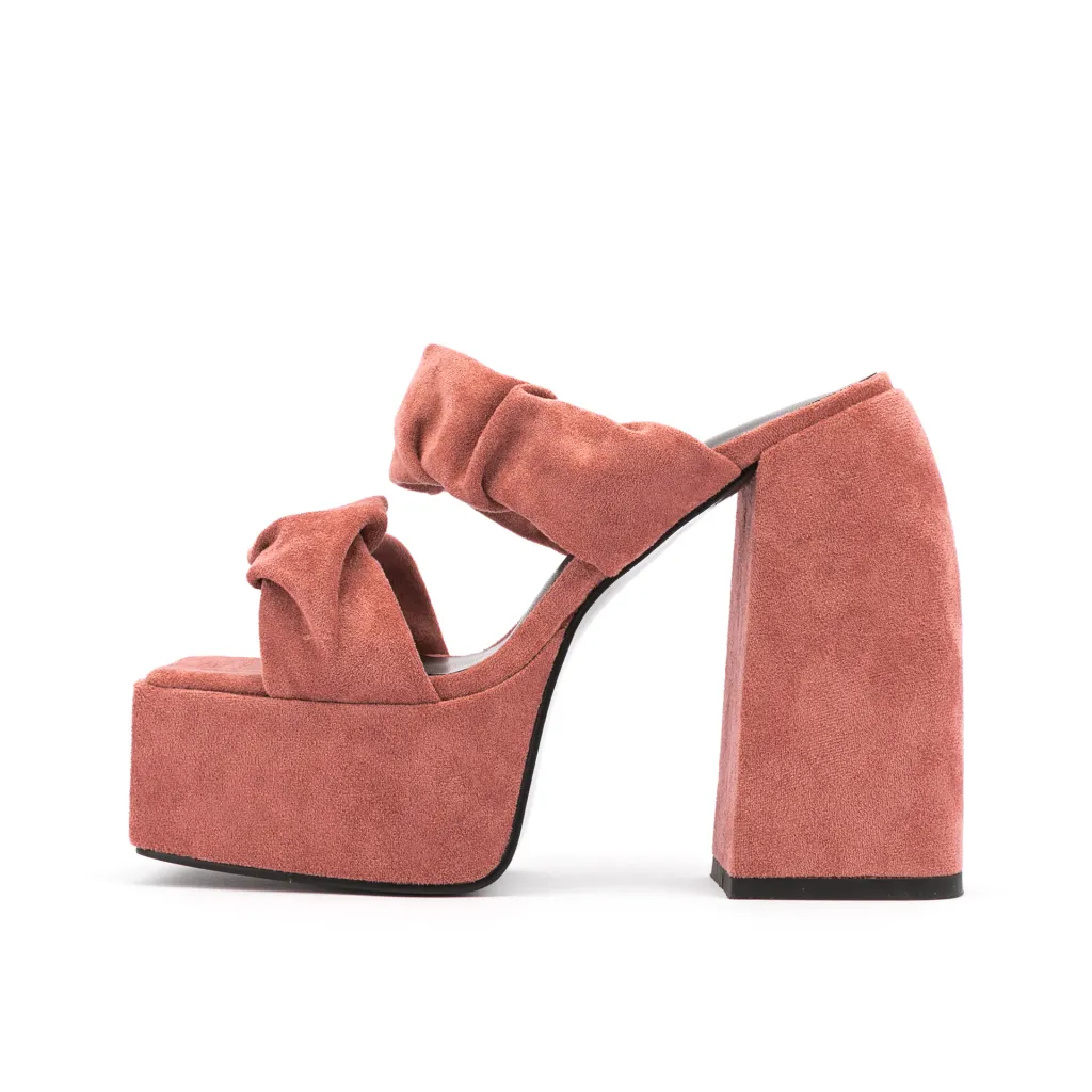 New Chunky Heel Platform Platform Toe Sandals - Pink