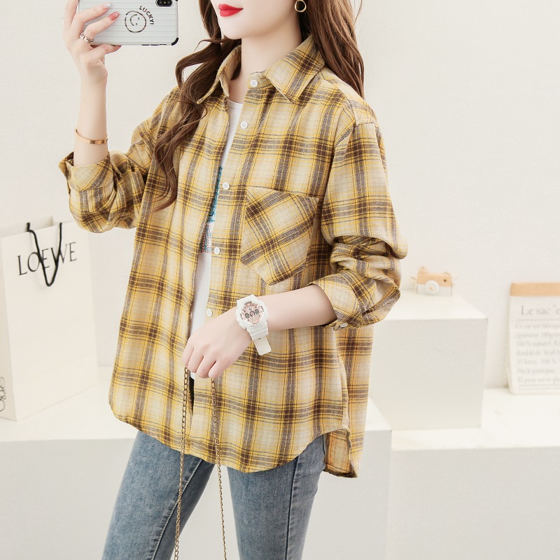 Plaid Retro Shirt Jacket Design Sense Niche Tops