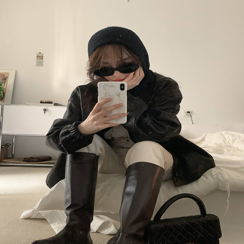 Korean Western Style Autumn And Winter Knitted Hat Fashion Warm Neck Cover Black - Shop at LoveMi