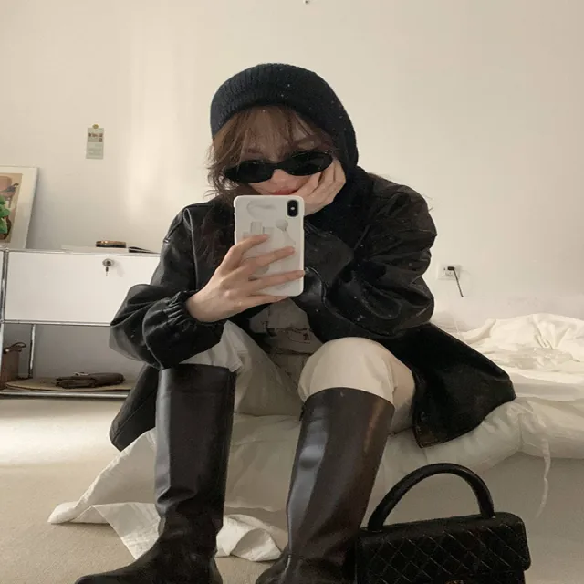 Korean Western Style Autumn And Winter Knitted Hat Fashion Warm Neck Cover Black - Shop at LoveMi