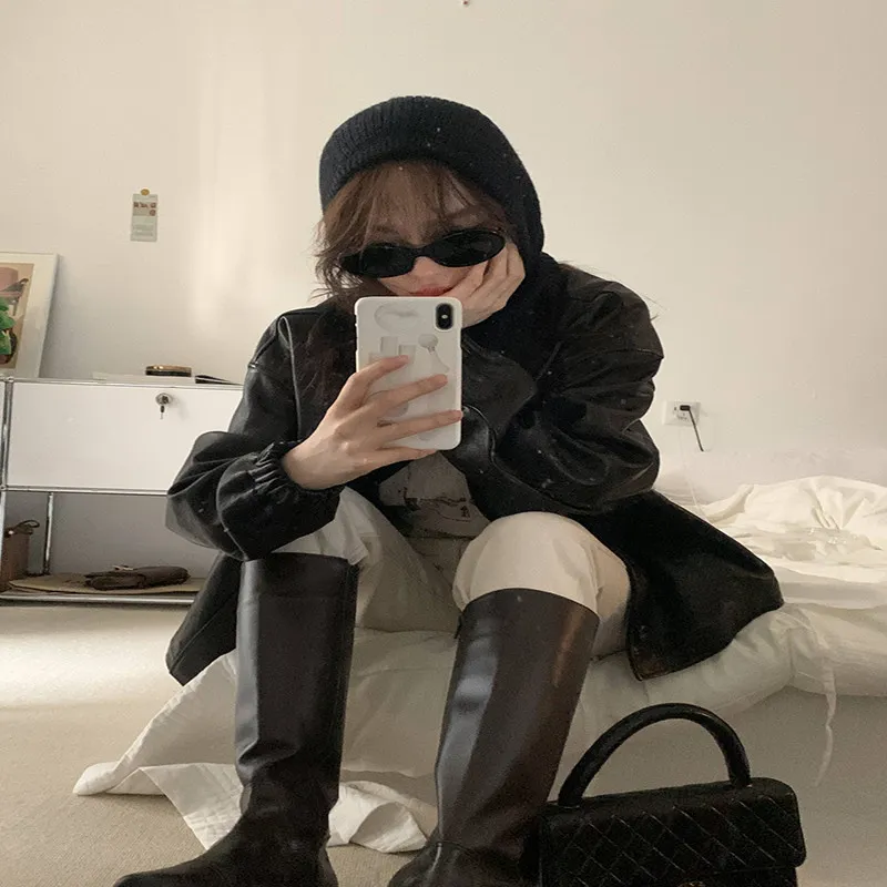 Korean Western Style Autumn And Winter Knitted Hat Fashion Warm Neck Cover - Black